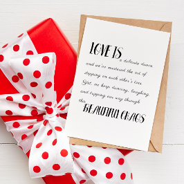 Kärlek är vackra Chaos - minimalistisk typografi Kort
