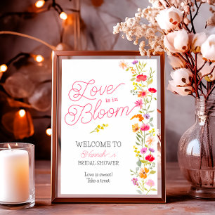 Kärlek är välkommen i möhippan blommigt av blommor poster