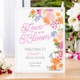 Kärlek är välkommen i möhippan blommigt av blommor poster