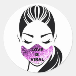 Kärlek är Viral Girl Coronavirus Runt Klistermärke