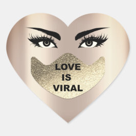 Kärlek är viruset Coronavirus Lash Makeup Ansikte Hjärtformat Klistermärke