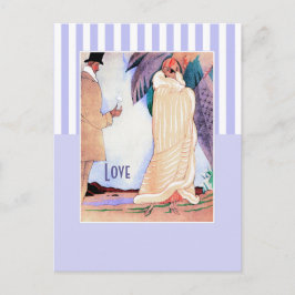 Kärlek. Art Deco Valentindagen Helg Vykort