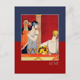 Kärlek. Art Deco Valentindagen Helg Vykort