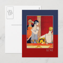 Kärlek. Art Deco Valentindagen Helg Vykort