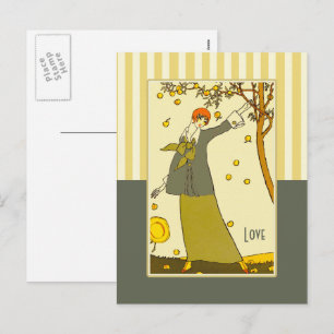 Kärlek. Art Deco Valentindagen Helg Vykort