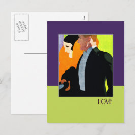 Kärlek. Art Deco Valentindagen Helg Vykort