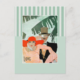 Kärlek. Art Deco Valentindagen Helg Vykort