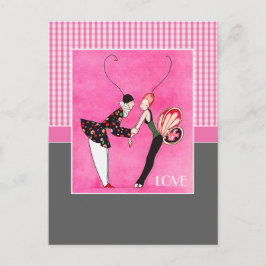 Kärlek. Art Deco Valentindagen Helg Vykort