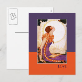 Kärlek. Art Deco Valentindagen-vykort Helg Vykort