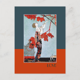 Kärlek. Art Deco Valentindagen-vykort Helg Vykort