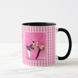 Kärlek. Art Deco Valentines Dag Gift Mugg