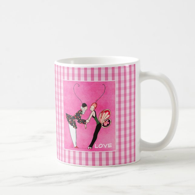 Kärlek. Art Deco Valentines Dag Gift Mugg (Höger)