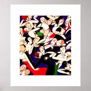 Kärlek. Art Deco Valentines dag Gift-utskrift Poster