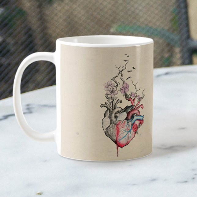 Kärlek art Surreal Anatomical hearts Flowers Vinta Kaffemugg (Skapare uppladdad)