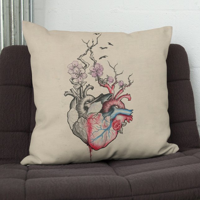 Kärlek art Surreal Anatomical hearts Flowers Vinta Kudde (Skapare uppladdad)