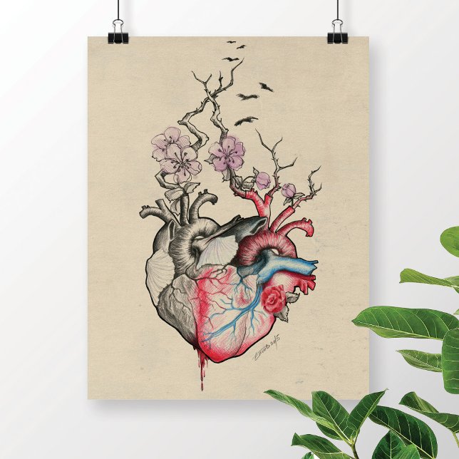 Kärlek art Surreal Anatomical hearts Flowers Vinta Poster (Skapare uppladdad)