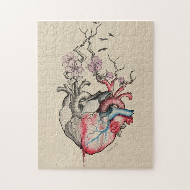Kärlek art Surreal Anatomical hearts Flowers Vinta Pussel (Vertikal)