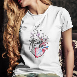 Kärlek art Surreal Anatomical hearts Flowers Vinta T-shirt