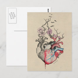 Kärlek art Surreal Anatomical hearts Flowers Vinta Vykort