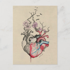 Kärlek art Surreal Anatomical hearts Flowers Vinta Vykort