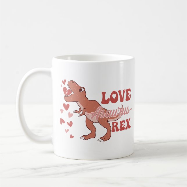 Kärlek-Asaurus Rex Funny Kaffemugg (Vänster)