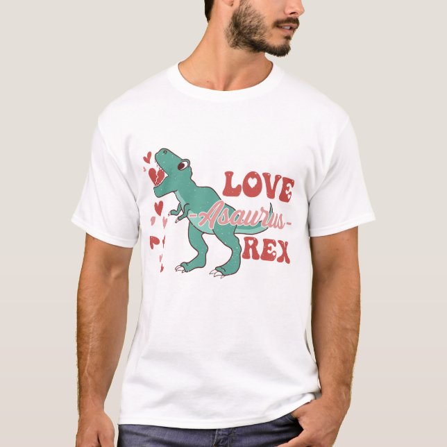 Kärlek-Asaurus Rex Funny T Shirt (Framsida)