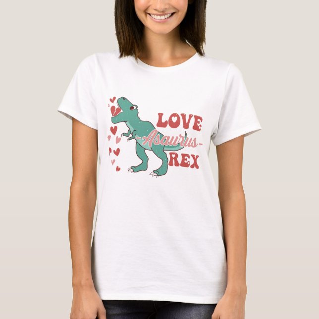 Kärlek-Asaurus Rex Funny T Shirt (Framsida)