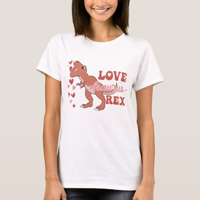 Kärlek-Asaurus Rex Funny T Shirt (Framsida)