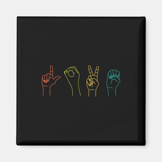 Kärlek ASL-teckenspråk Alphabet Valentines day Gif Magnet (Framsidan)