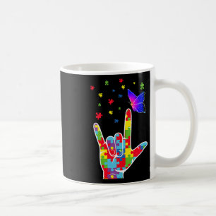 Kärlek Asl Teckenspråk Pussel Fjäril Autism Awa Kaffemugg