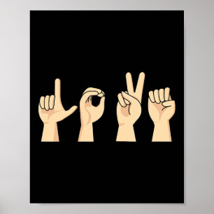 Kärlek ASL Valentines day Cute Sign Language Döv A Poster