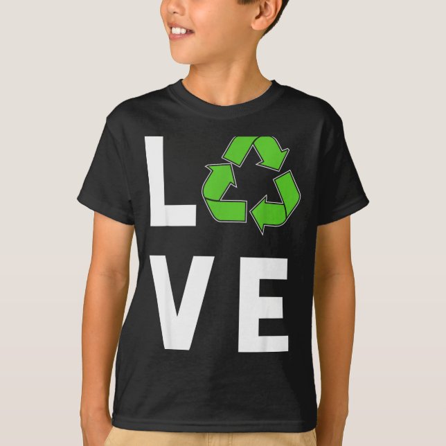 Kärlek Återvinning  T Shirt (Framsida)