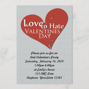 Kärlek att hata valentines daypartyinbjudan inbjudningar