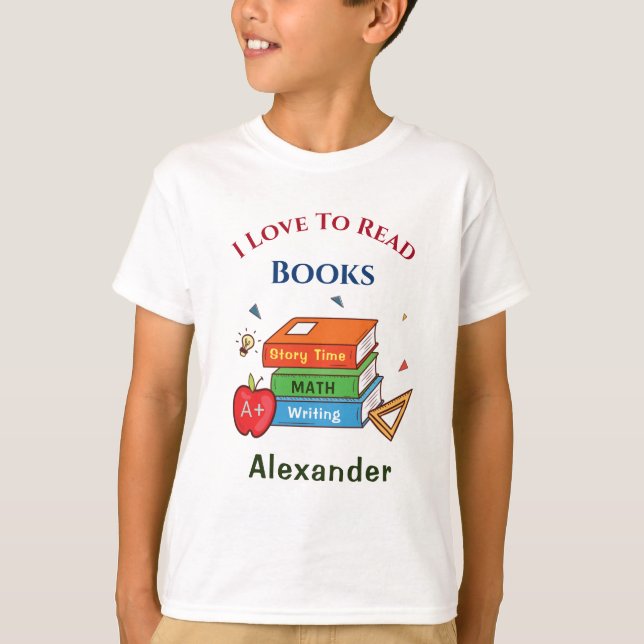 Kärlek att läsa Bokar läsare anpassa T Shirt (Framsida)