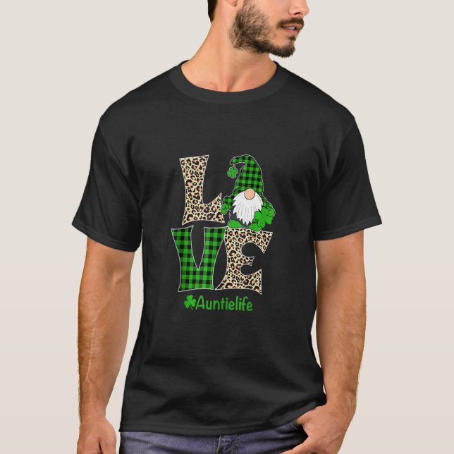 Kärlek Auntie Life St patricks day Gnome Irish Aun T Shirt (Framsida)
