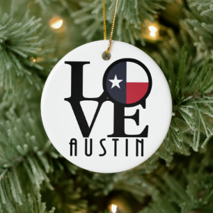 KÄRLEK Austin Texas Julgransprydnad Keramik