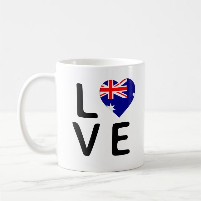 Kärlek - Australien Flagga Kaffemugg (Vänster)
