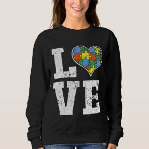 Kärlek Autism Awareness För barn Mamma Pappa Heart T Shirt