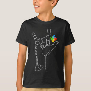 Kärlek autism Awareness Month Need Ord ASL SPED T Shirt