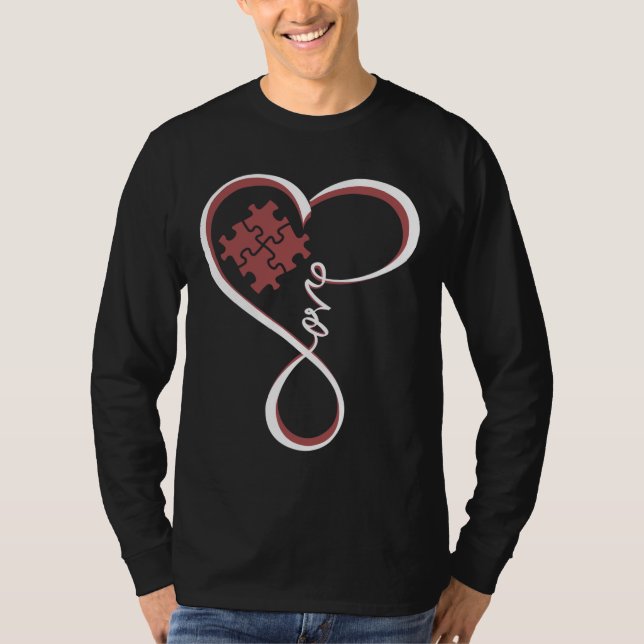 Kärlek Autism Heart T Shirt (Framsida)
