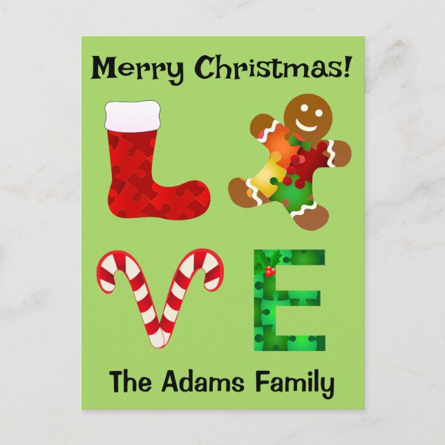 KÄRLEK Autism Jul Helg Vykort (Framsida)