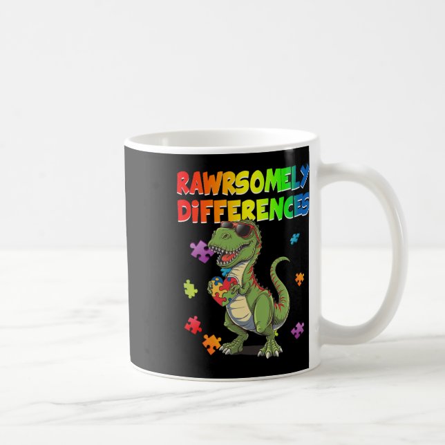 Kärlek Autism T Rex Dinosaurie Råvärldsunikt Kaffemugg (Höger)