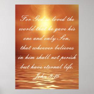 Kärlek av den John för gudbibelverse 3:16 Poster