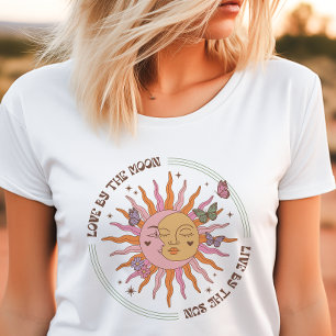 Kärlek av den retro boho-solen måne t shirt