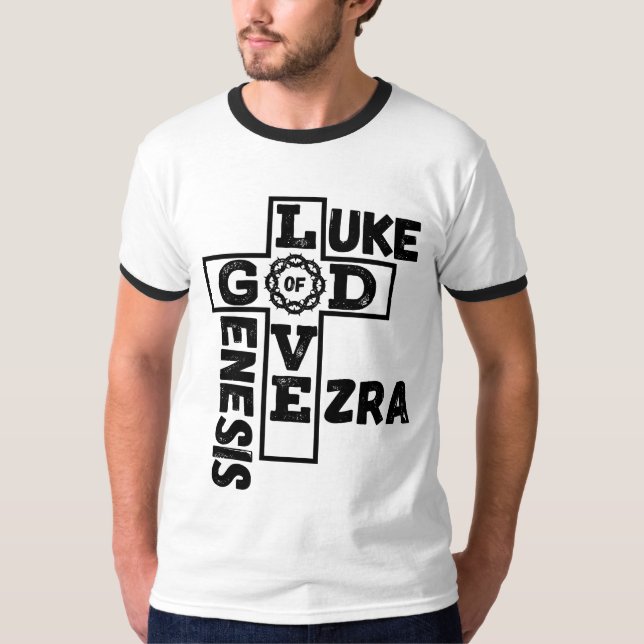 Kärlek av gud Biblical Crossword Manar Ringer T Shirt (Framsida)