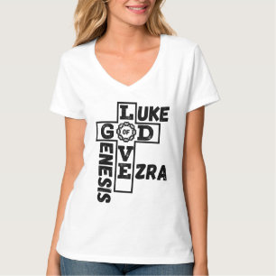 Kärlek av guds bibliska korsord Kvinnor i V-Nacke T Shirt