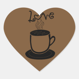 Kärlek av kaffe - ändra färg hjärtformat klistermärke