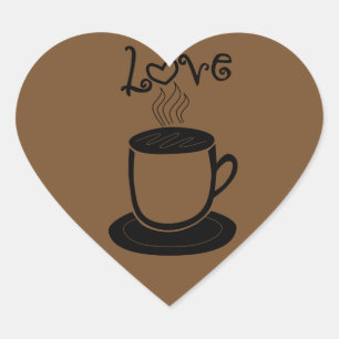 Kärlek av kaffe - ändra färg hjärtformat klistermärke