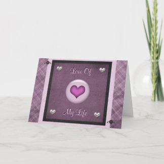 Kärlek av mitt liv Valentines day Lila Hearts Deco Helgkort