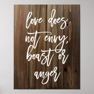 Kärlek avundas, skryter eller... Faux Wood POSTE Poster